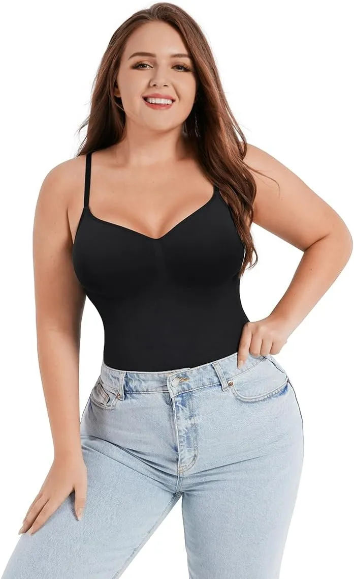 Shapewear Tummy Control Bodysuit Thong or Brief: Sculpting Shaper Tank Top Bodysuits & Snatched Waist Body Suit