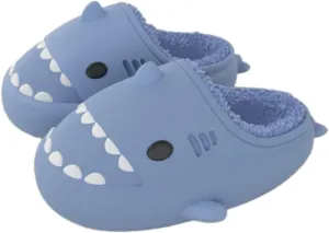 Shark Slides Men Women Boy Girl Waterproof Winter Warm Plush Comfy Sandals Non-Slip Thick Sole Cute Slippers Indoor & Outdoor