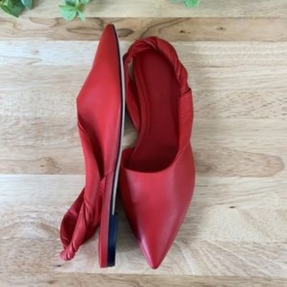 Sigerson Morrison Red Sham Leather Slingback Flats 6.5