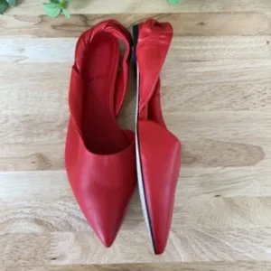 Sigerson Morrison Red Sham Leather Slingback Flats 6.5