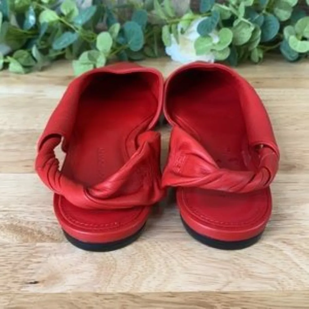Sigerson Morrison Red Sham Leather Slingback Flats 8.5