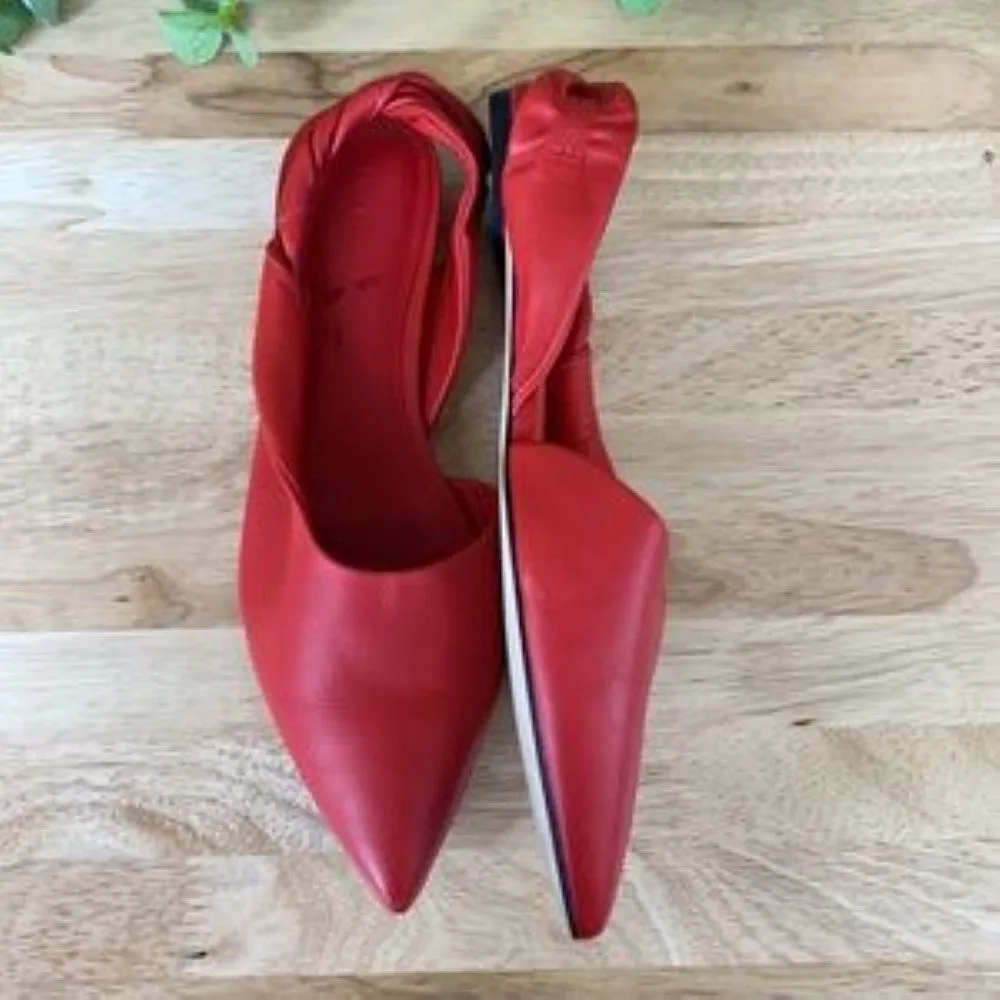 Sigerson Morrison Red Sham Leather Slingback Flats 8.5