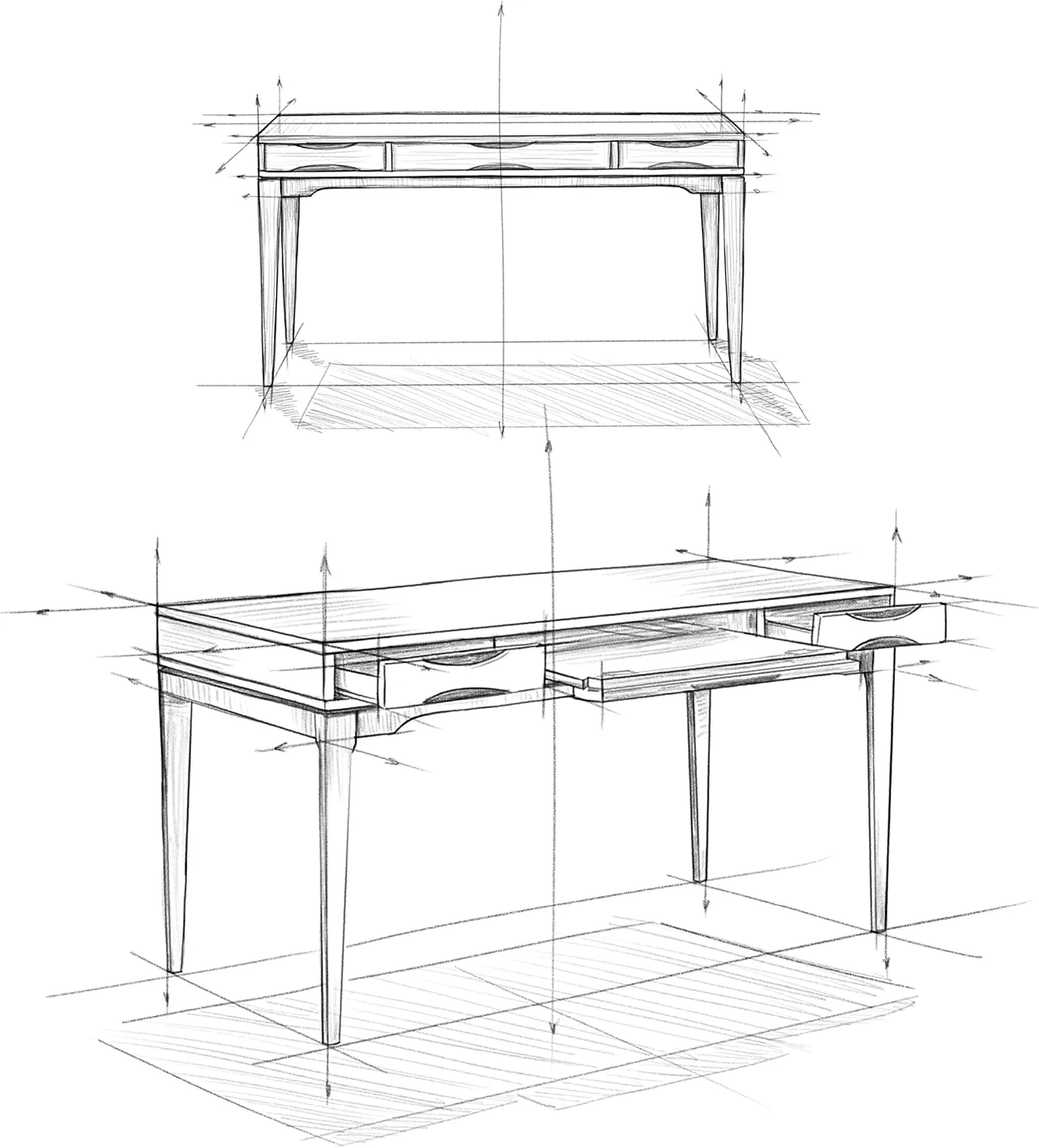 SIMPLIHOME Harper Desk - 60-Inch Wide Solid Hardwood Writing Desk in Light Golden Brown, Mid-Century Modern Home Office Computer Table for Study with 2 Drawers and Flip-Down Keyboard Tray