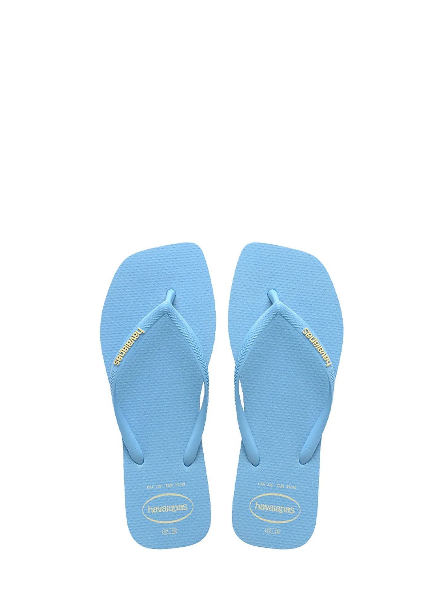 Slim square logo pop up flip-flops, light blue