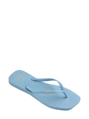 Slim square logo pop up flip-flops, light blue