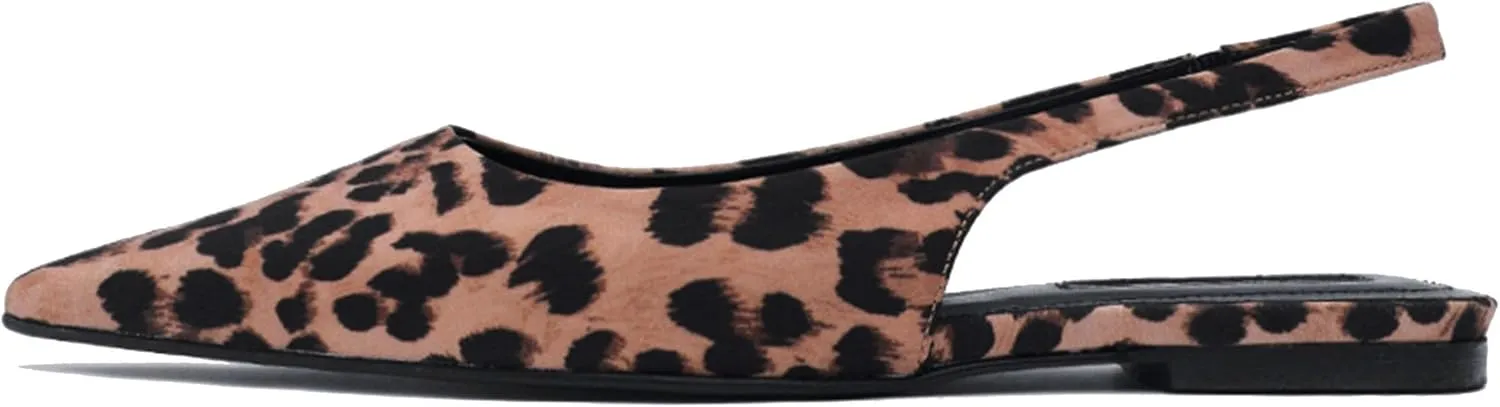 Slingback Flats for Women Slip-On Comfortable Patent Leather Shoes Fashion-Forward and Elegant Pointy Flats Animal Print