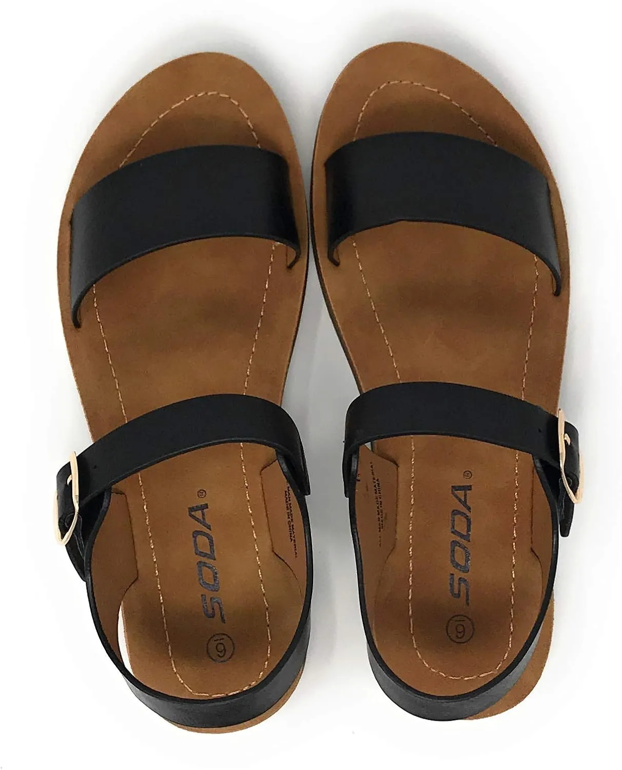 Soda PLENTY ~ Women's Strappy Ankle Wrap Buckle Fashion Flat Sandals
