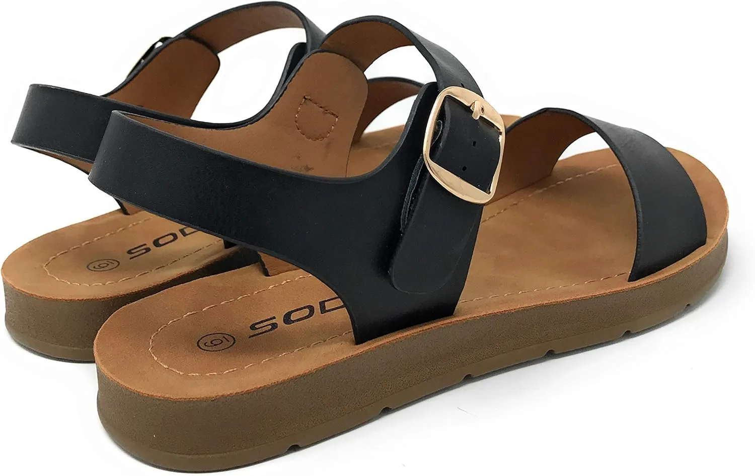 Soda PLENTY ~ Women's Strappy Ankle Wrap Buckle Fashion Flat Sandals
