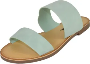 Soda Shoes Women's Sandals Double Strap Flip Flops Slides Wide Fit W-Abbey