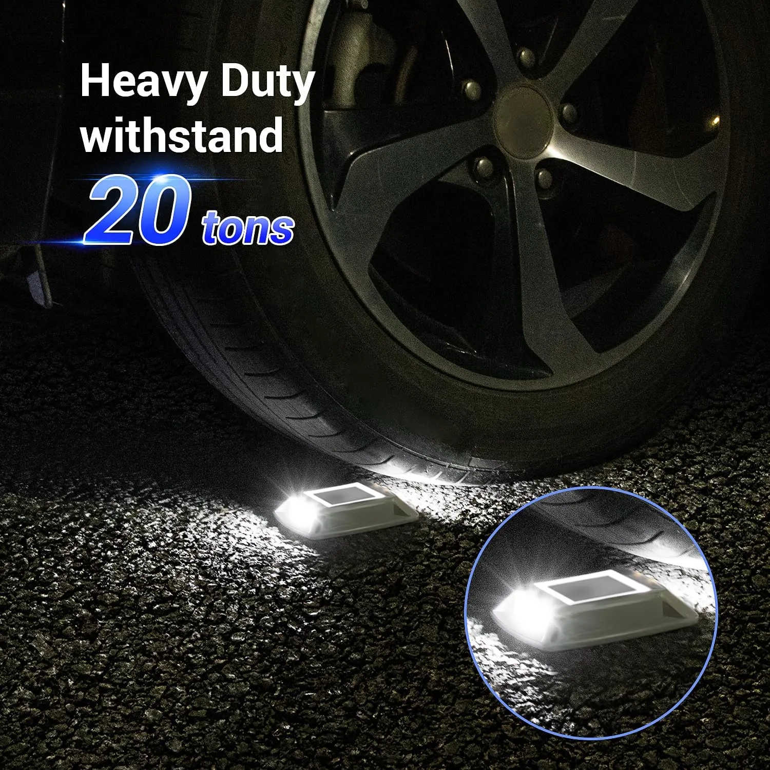 Solar Driveway Lights 16 Pack, Solar Powered IP68 Waterproof Dock Lights, 4 LED Driveway Markers Deck Light for Dock, Pathway, Walkway, Sidewalk, Garden, Yard, Stair, Marine Use (White)