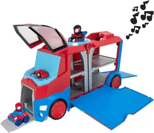 Spidey and his Amazing Friends Marvel's Web Transporter Feature Vehicle, Lights & Sounds-Includes 2 Amazing Minis: Spidey and Miles Morales: Spider-Man