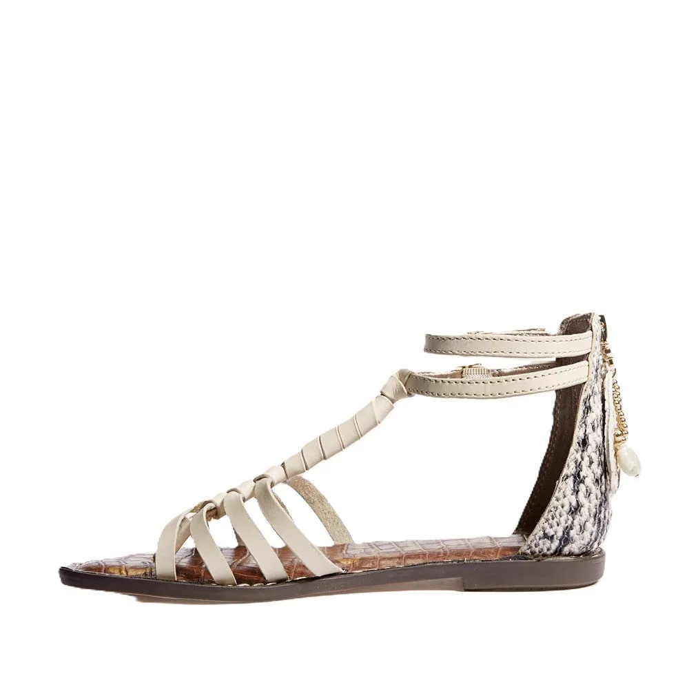 Strap Casual Sam Open Hassle-free delivery Ankle Toe Ivory Sandals Geralyn Edelman Spring deal Fsahion Snake Leather