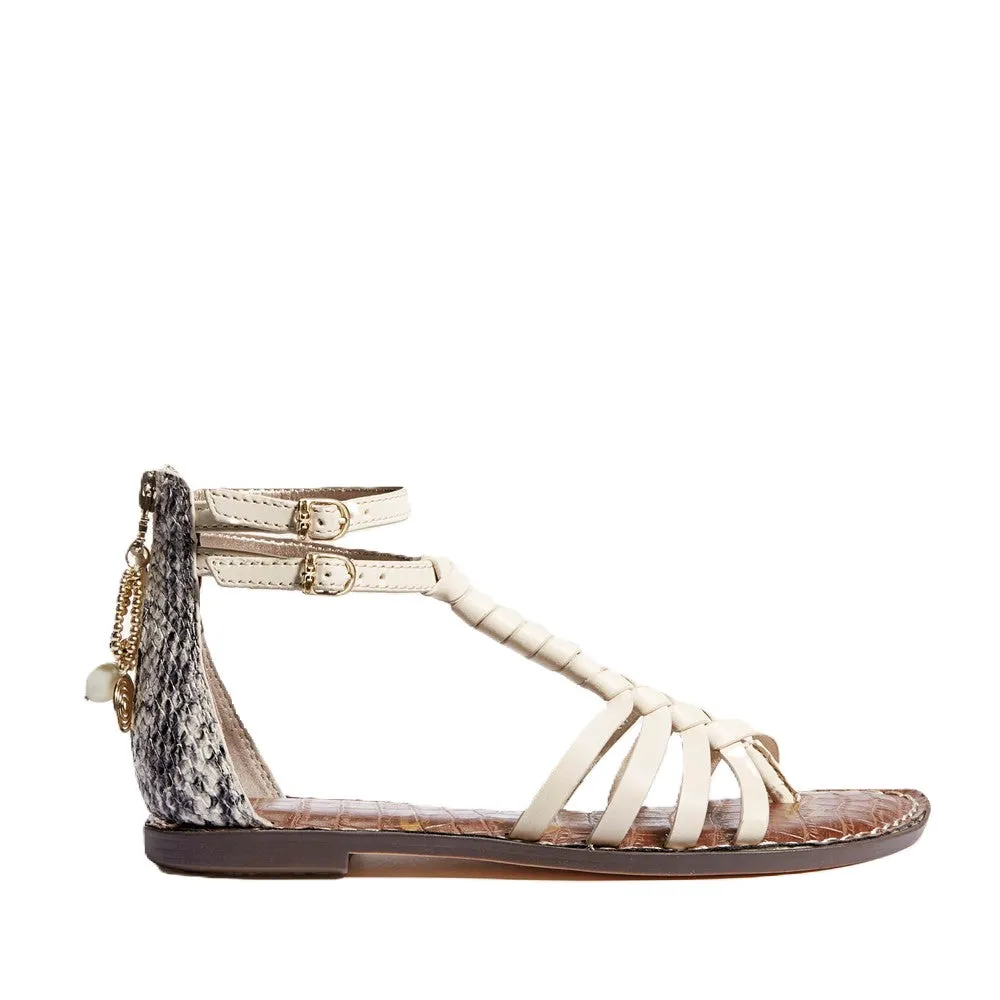 Strap Casual Sam Open Hassle-free delivery Ankle Toe Ivory Sandals Geralyn Edelman Spring deal Fsahion Snake Leather