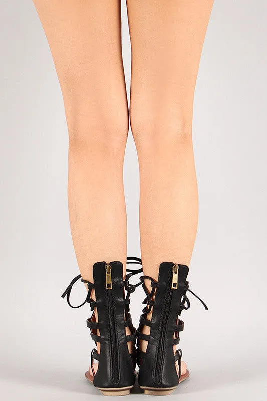 Strappy Flat Fast dispatch Gladiator Up Excellent Sandal Liliana Lace