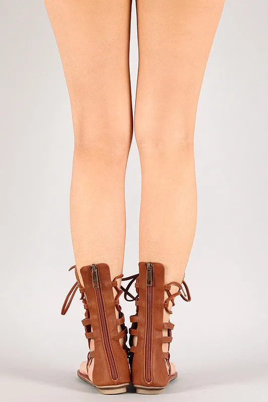 Strappy Flat Fast dispatch Gladiator Up Excellent Sandal Liliana Lace