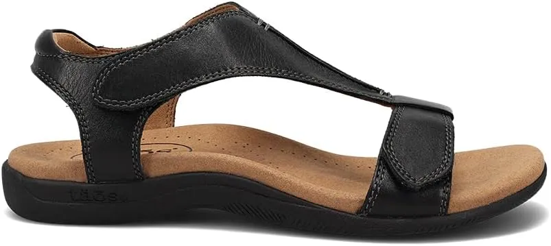 Taos The Show Premium Leather Women's Sandal - Experience Everyday Style, Comfort, Arch Support, Cooling Gel Padding and an Adjustable Fit for Exceptional Walking Comfort