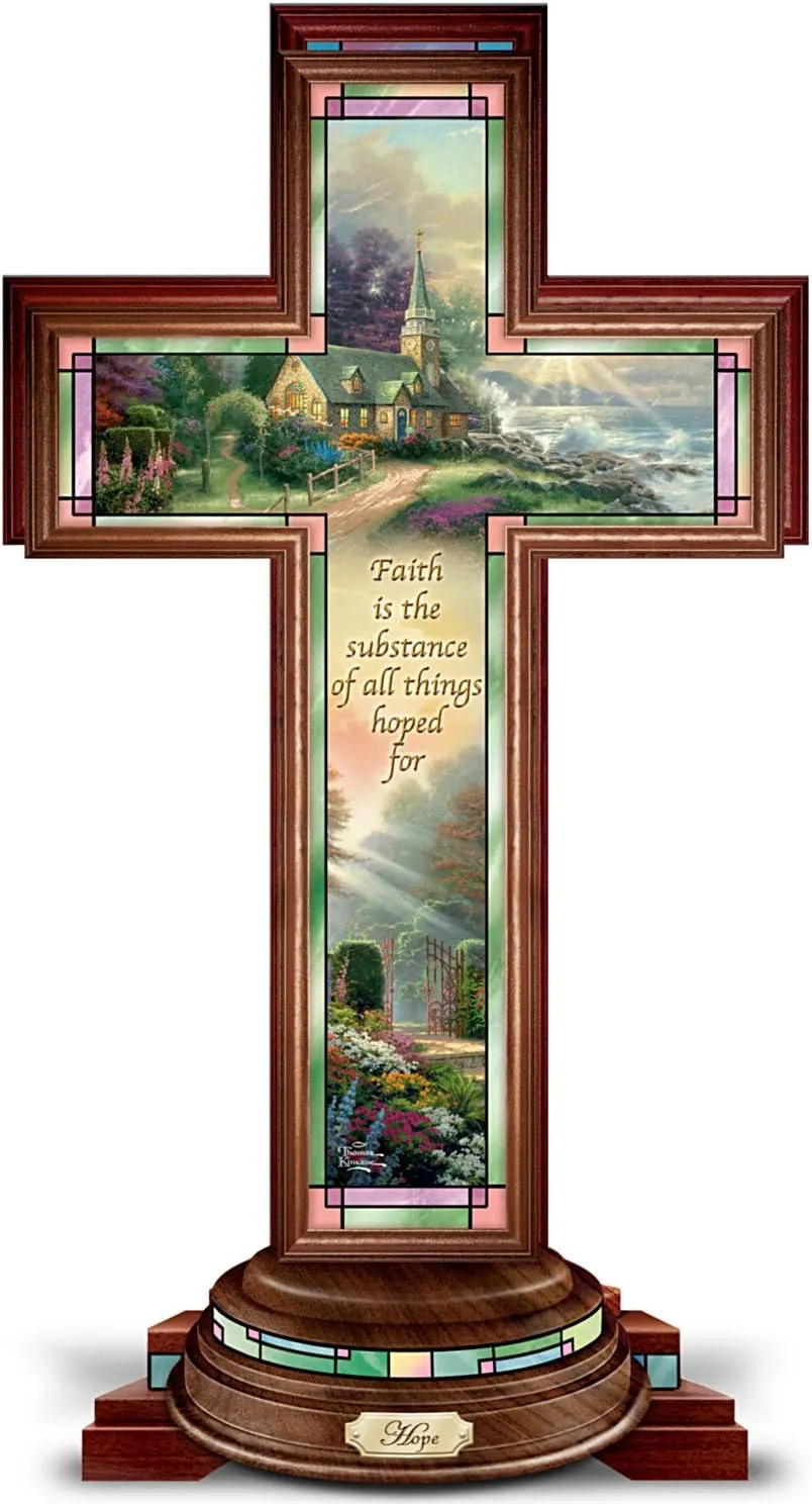 The Bradford Exchange Hope Cross: Thomas Kinkade Illuminated Stained Glass-Style Hope Cross