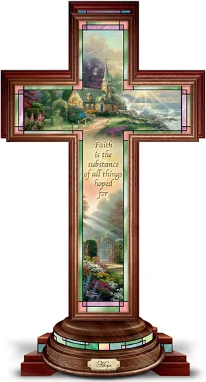 The Bradford Exchange Hope Cross: Thomas Kinkade Illuminated Stained Glass-Style Hope Cross