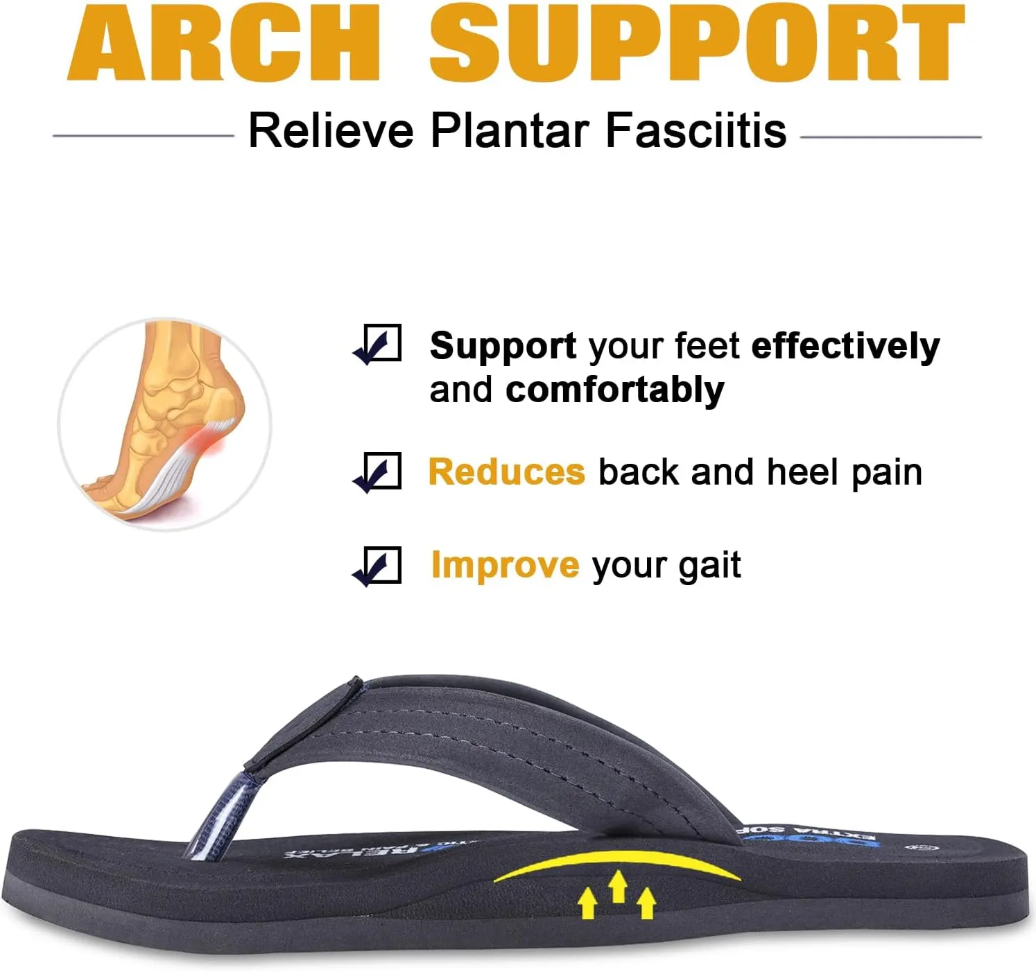 Thong Arch Support Ortho Slippers for Women| Orthopedic Diabetic & Stylish| Lightweight Comfortable & Casual|Pregnancy Anti-Skid Bedroom Daily Use House Flip-Flops Ladies Girls D-15