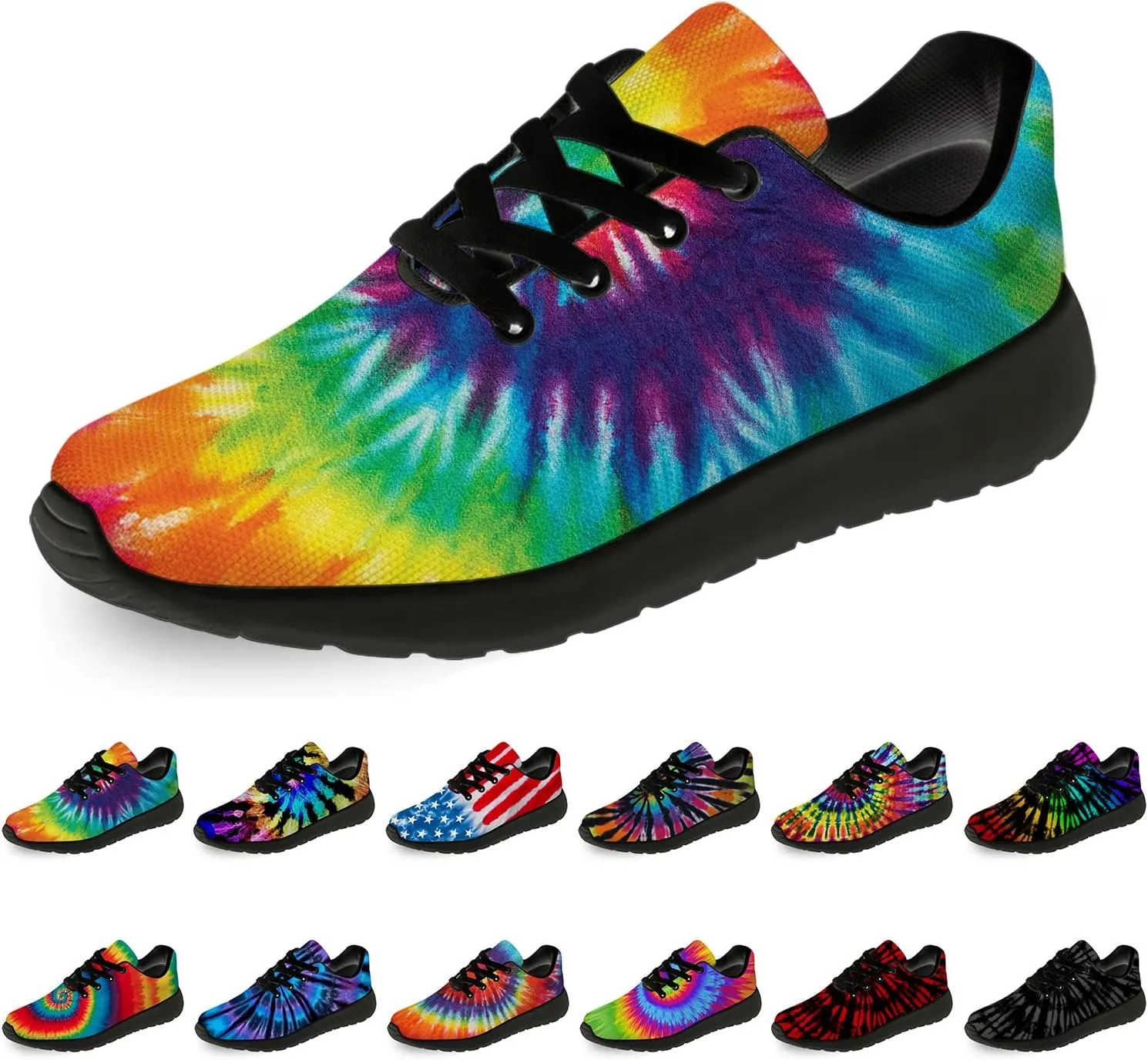 Tie Dye Shoes for Women Men Running Shoes Womens Mens Walking Tennis Sneakers Comfortable Sport Jogging Shoes Gifts