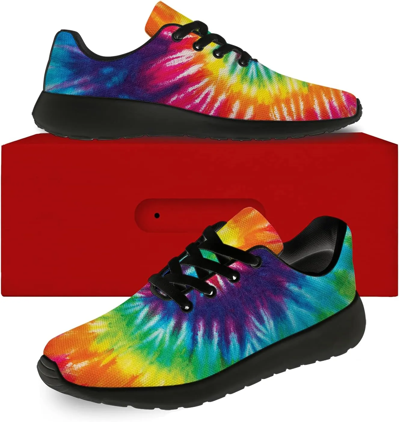 Tie Dye Shoes for Women Men Running Shoes Womens Mens Walking Tennis Sneakers Comfortable Sport Jogging Shoes Gifts