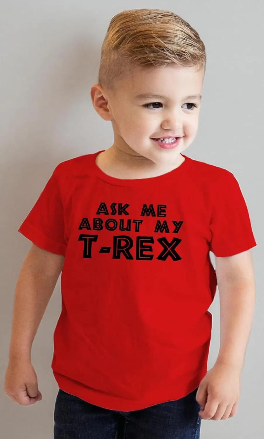 Toddler Ask Me About My Trex T Shirt Funny Cool Dinosaur Flip Humor Tee for Kids
