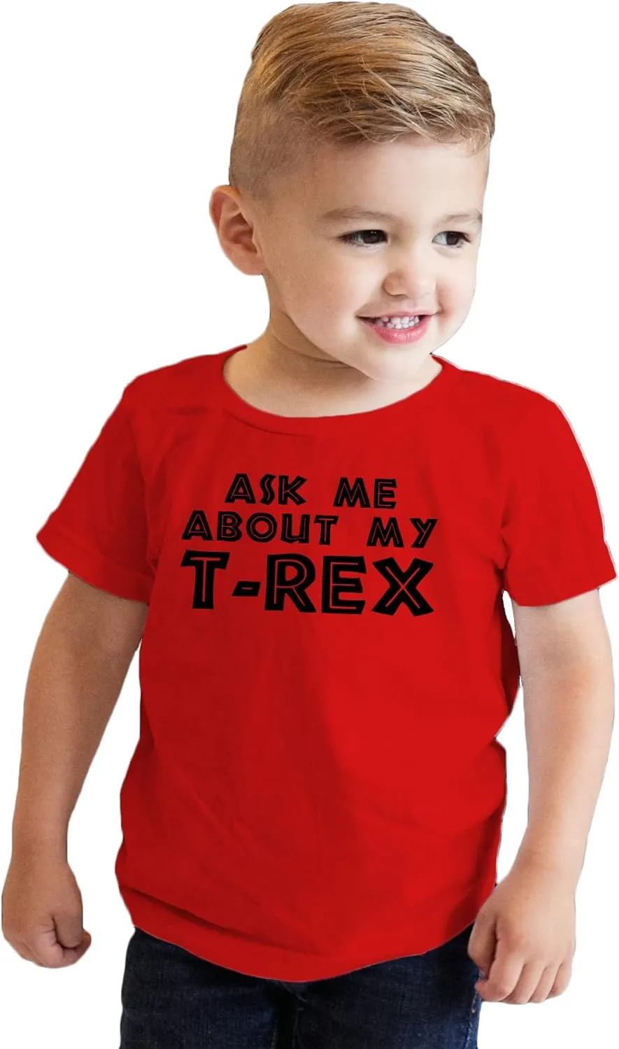 Toddler Ask Me About My Trex T Shirt Funny Cool Dinosaur Flip Humor Tee for Kids
