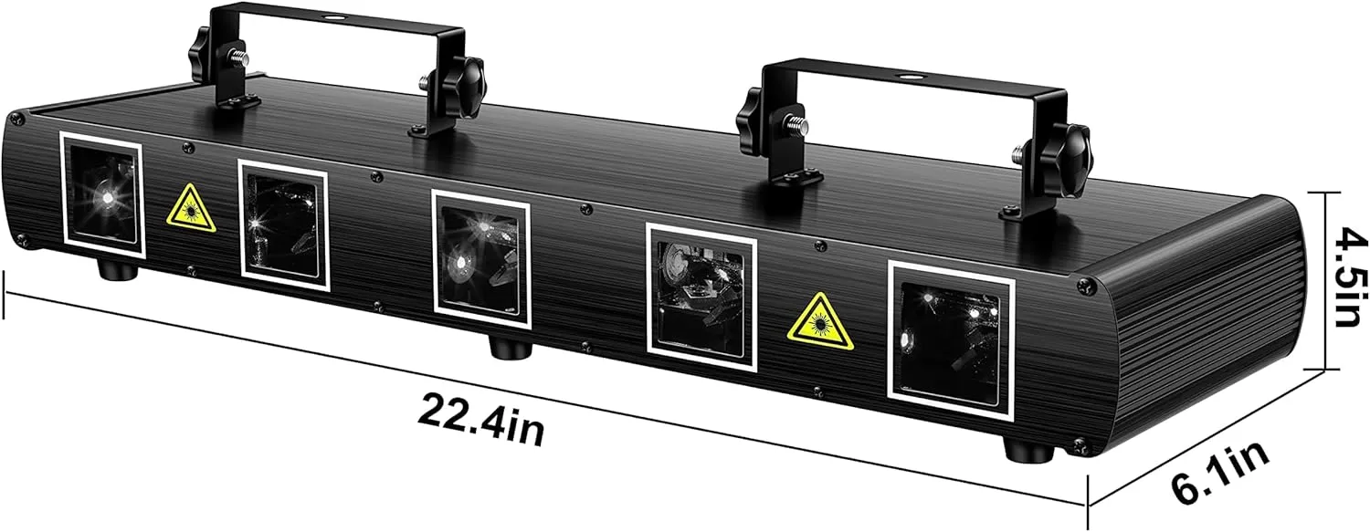U`King DJ Laser Light, 5 Beam Effect Sound Activated DJ Party Lights RGBYC LED Laser Light Show with DMX Control for Disco Dancing Birthday Bar Stage Lighting