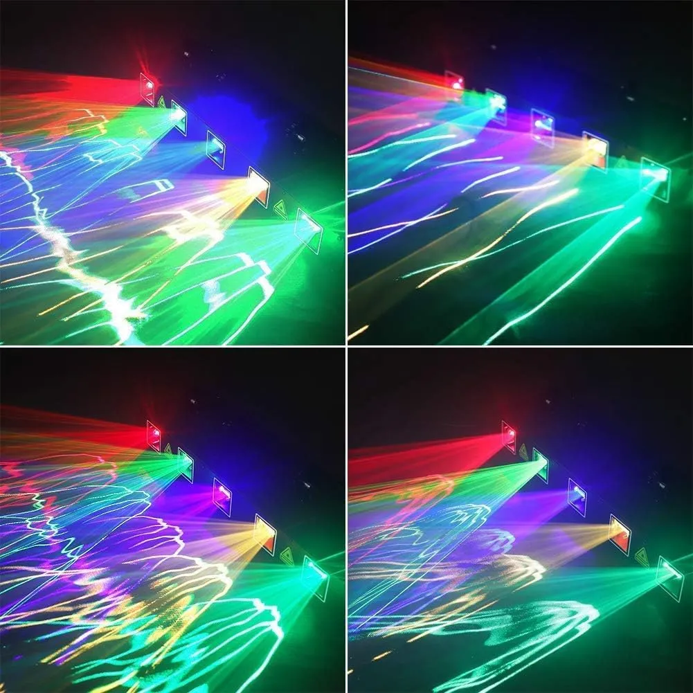 U`King DJ Laser Light, 5 Beam Effect Sound Activated DJ Party Lights RGBYC LED Laser Light Show with DMX Control for Disco Dancing Birthday Bar Stage Lighting