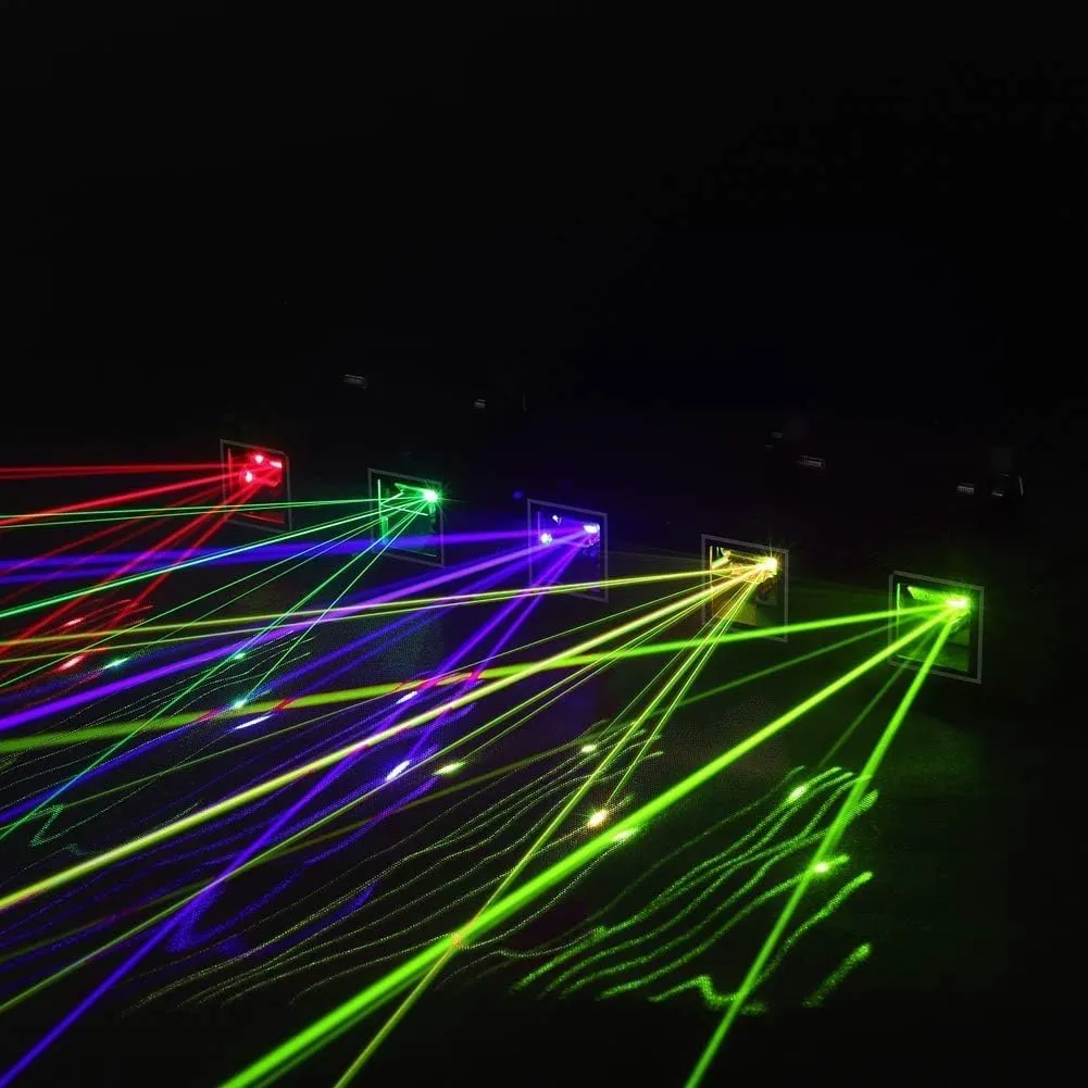U`King DJ Laser Light, 5 Beam Effect Sound Activated DJ Party Lights RGBYC LED Laser Light Show with DMX Control for Disco Dancing Birthday Bar Stage Lighting
