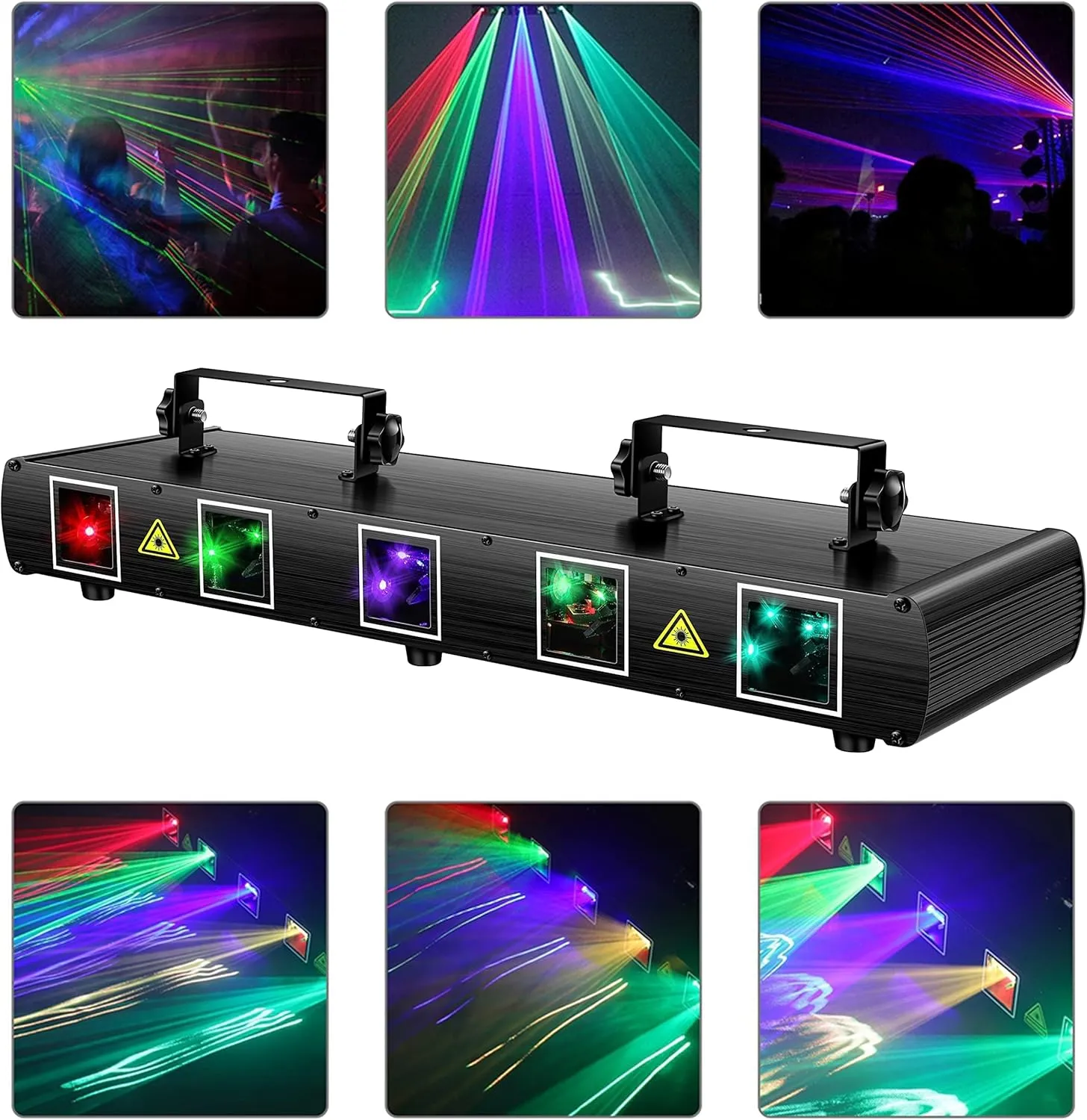 U`King DJ Laser Light, 5 Beam Effect Sound Activated DJ Party Lights RGBYC LED Laser Light Show with DMX Control for Disco Dancing Birthday Bar Stage Lighting