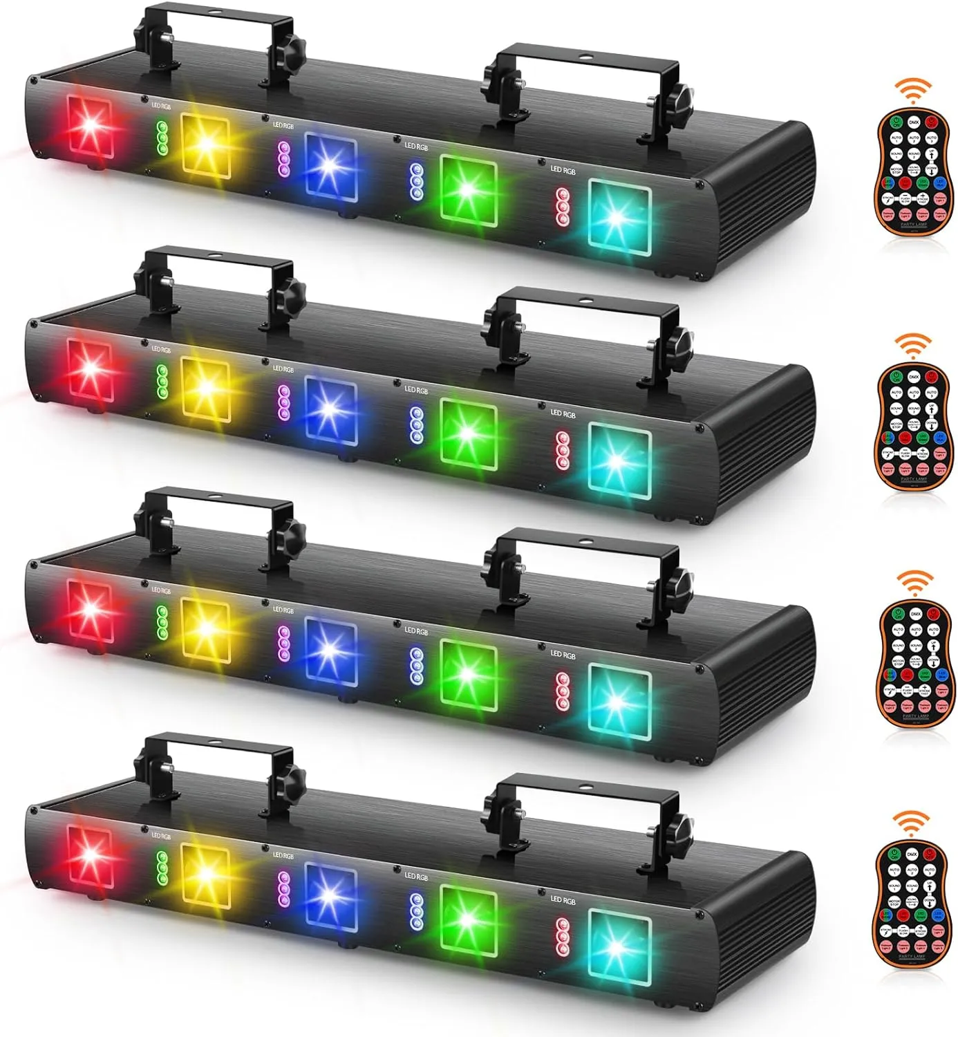 U`King Stage Laser Light,5 Beam Effect Sound Activated DJ Party Lights RGBYC LED Projector Party Lights Music Light with Remote Control DMX for Dancing Birthday Bar Pub Stage Lighting(4PCS)