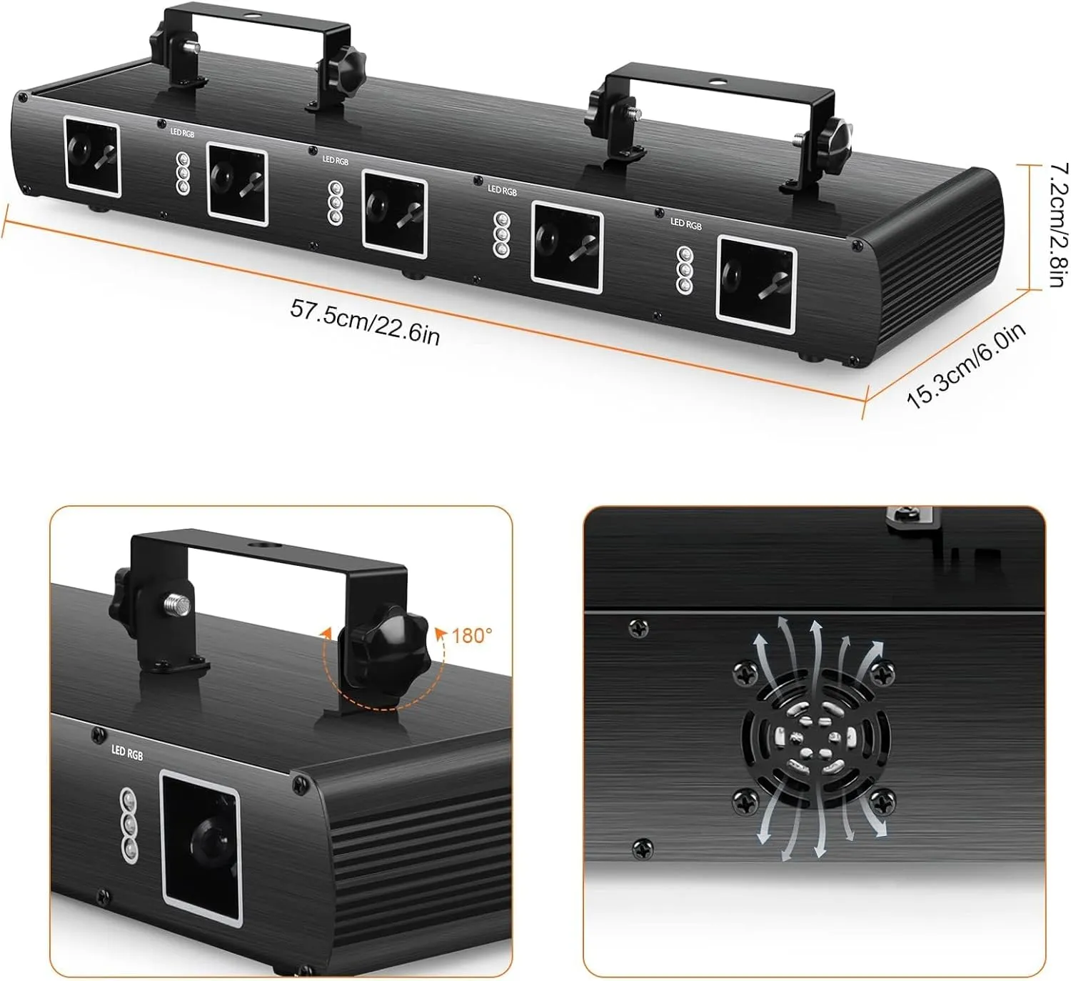 U`King Stage Laser Light,5 Beam Effect Sound Activated DJ Party Lights RGBYC LED Projector Party Lights Music Light with Remote Control DMX for Dancing Birthday Bar Pub Stage Lighting(4PCS)