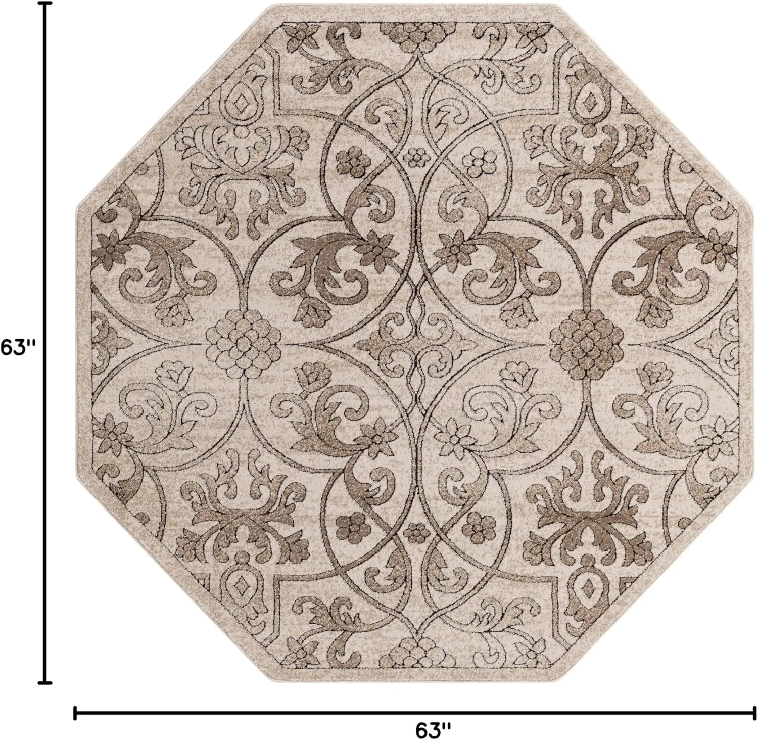Unique Loom Rushmore Collection Area Rug - Washington (5' 3" Octagon, Dark Beige/ Beige)