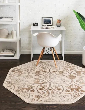 Unique Loom Rushmore Collection Area Rug - Washington (5' 3" Octagon, Dark Beige/ Beige)