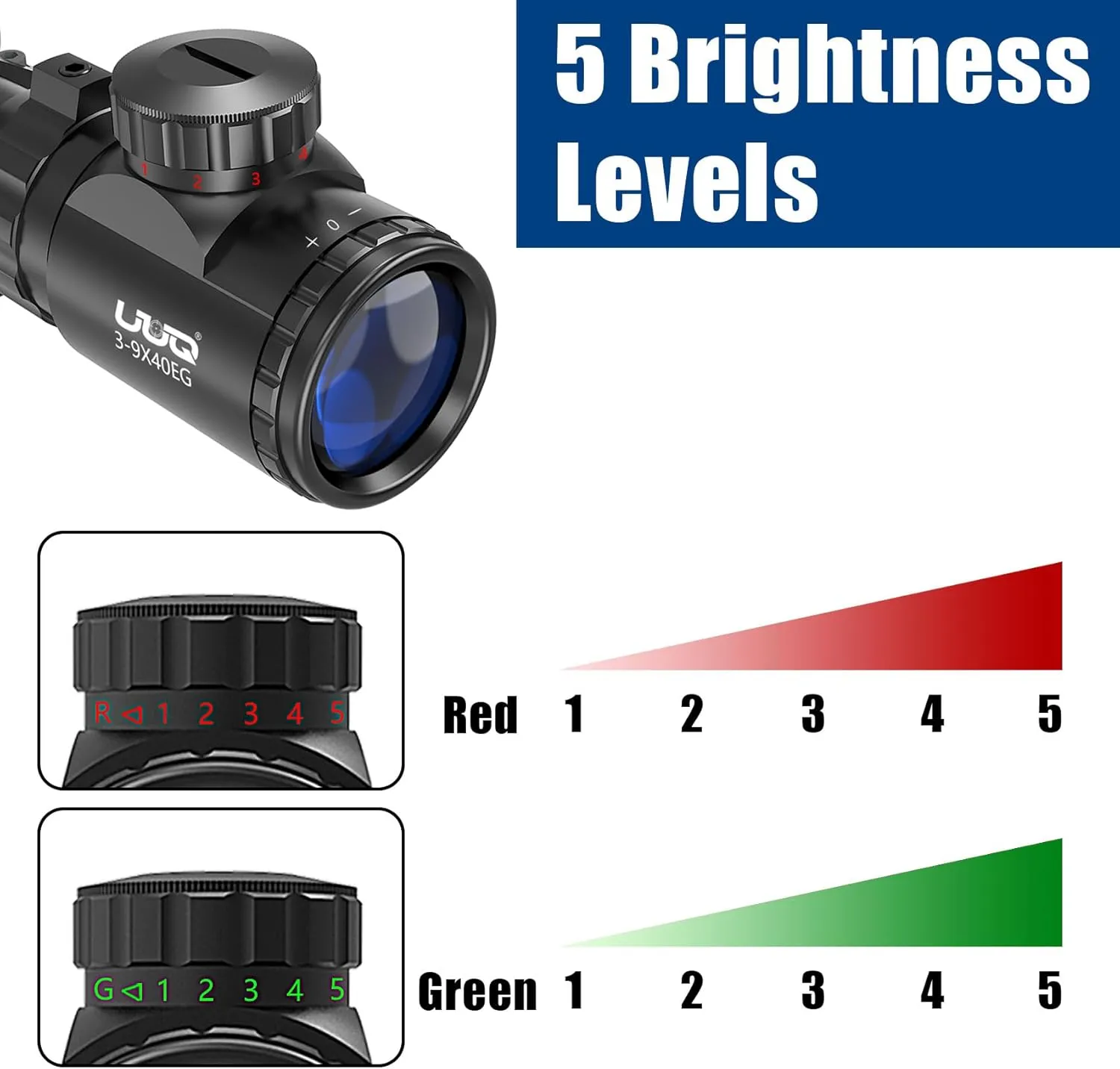 UUQ 3-9×40 Rifle Scope with Red/Green Illumination and Rangefinder Reticle-Includes Batteries,Fits 11mm Free Mounts,Waterproof and Fog-Proof