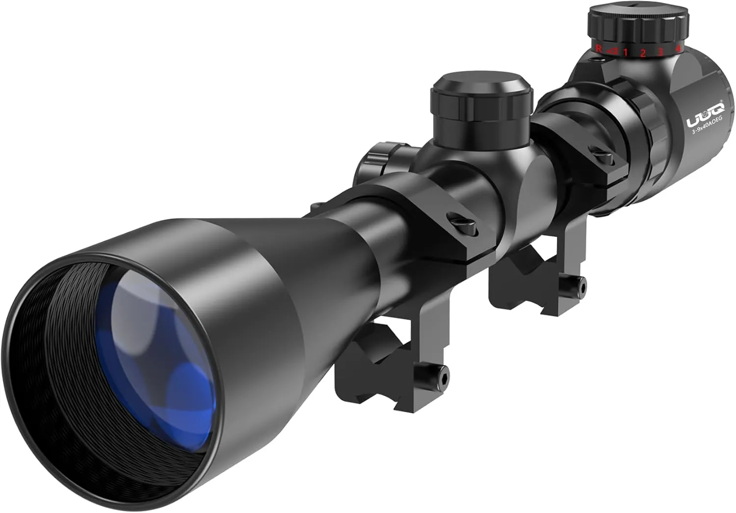 UUQ 3-9×40 Rifle Scope with Red/Green Illumination and Rangefinder Reticle-Includes Batteries,Fits 11mm Free Mounts,Waterproof and Fog-Proof