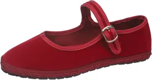 Velvet Mary Janes Women Red Ballet Flats Fall 2024 Y2k Shoes Burgundy Flat Shoes Suede Mary Jane Flats