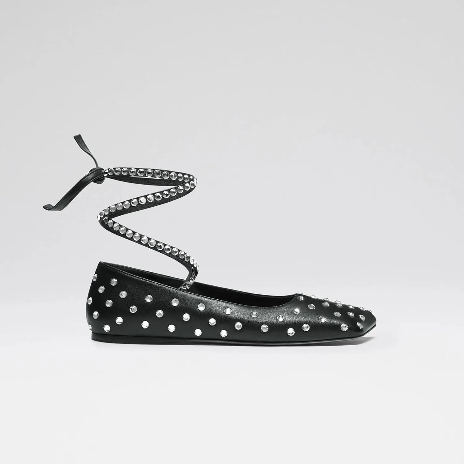 Vertundy Rhinestone Ballet Flats for Women Crystal Ankle Strap Wrap Ballet Flat Square Toe Lace Up Satin Glitter Party Wedding Dress Shoes