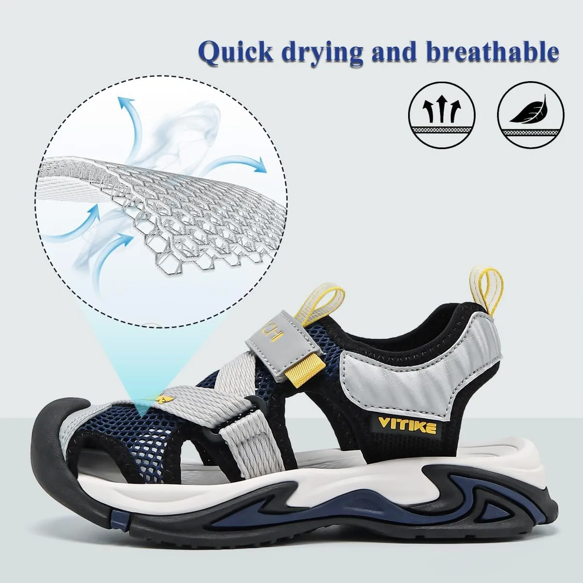 VITUOFLY Kids Sandals Boys Outdoor Hiking Sports Sandal Girls Pool Beach Shoes Summer Water Shoe Sneakers