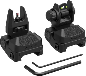 VOTATU V4 Fiber Optic Flip-Up Sight Lightweight Back Up Front and Rear Polymer Sights Deployable Sites