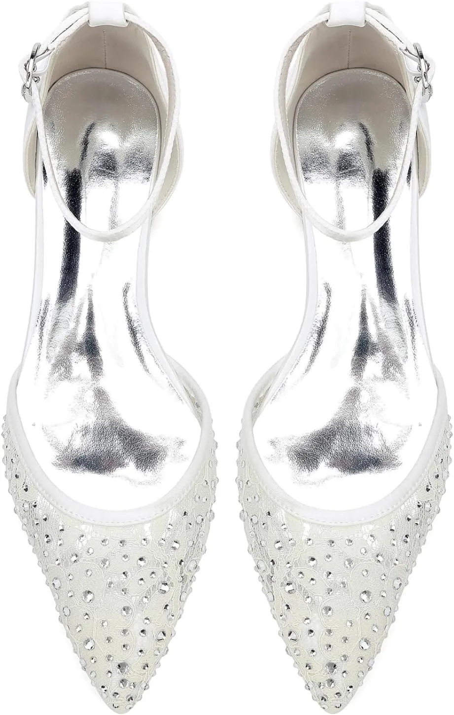 Wedding Shoes Bride Flat Sandals Women's Pointed Toe Dress Flats Bridal Prom Shoes 2.5Cm