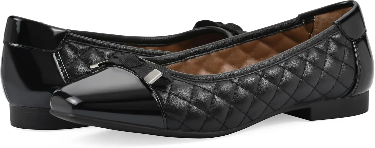 WHITE MOUNTAIN Women's Bocah Diamond Quilted Cap Toe Ballet Flat