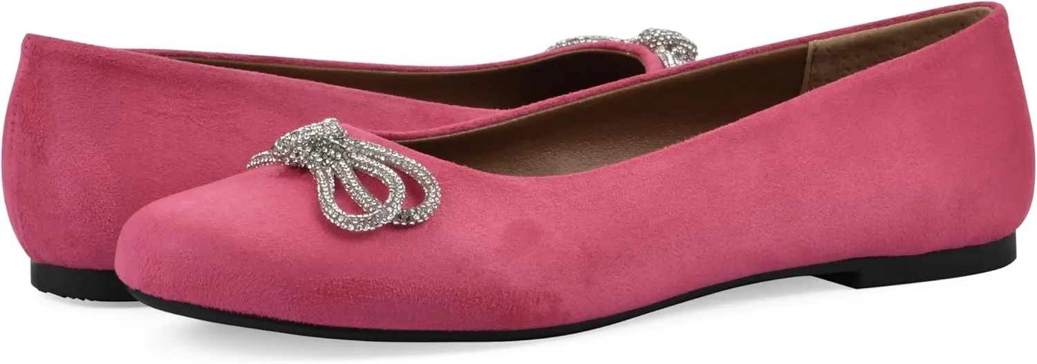 WHITE MOUNTAIN Women's Sashimi Rhinestone Double Bow Ballet Flat