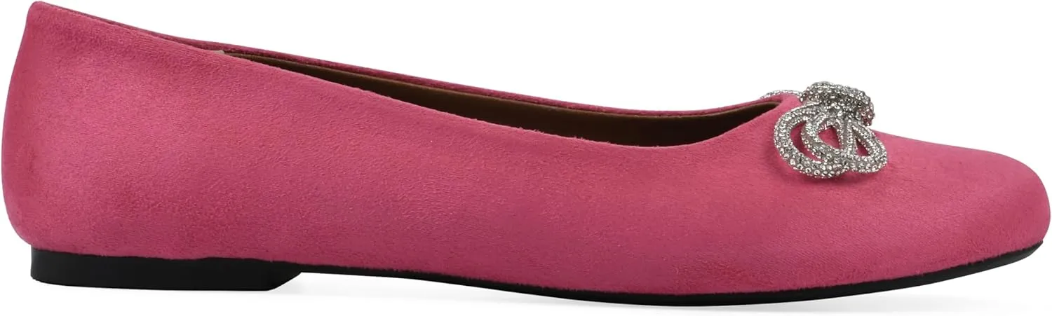 WHITE MOUNTAIN Women's Sashimi Rhinestone Double Bow Ballet Flat
