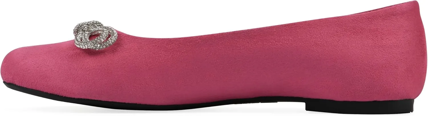 WHITE MOUNTAIN Women's Sashimi Rhinestone Double Bow Ballet Flat