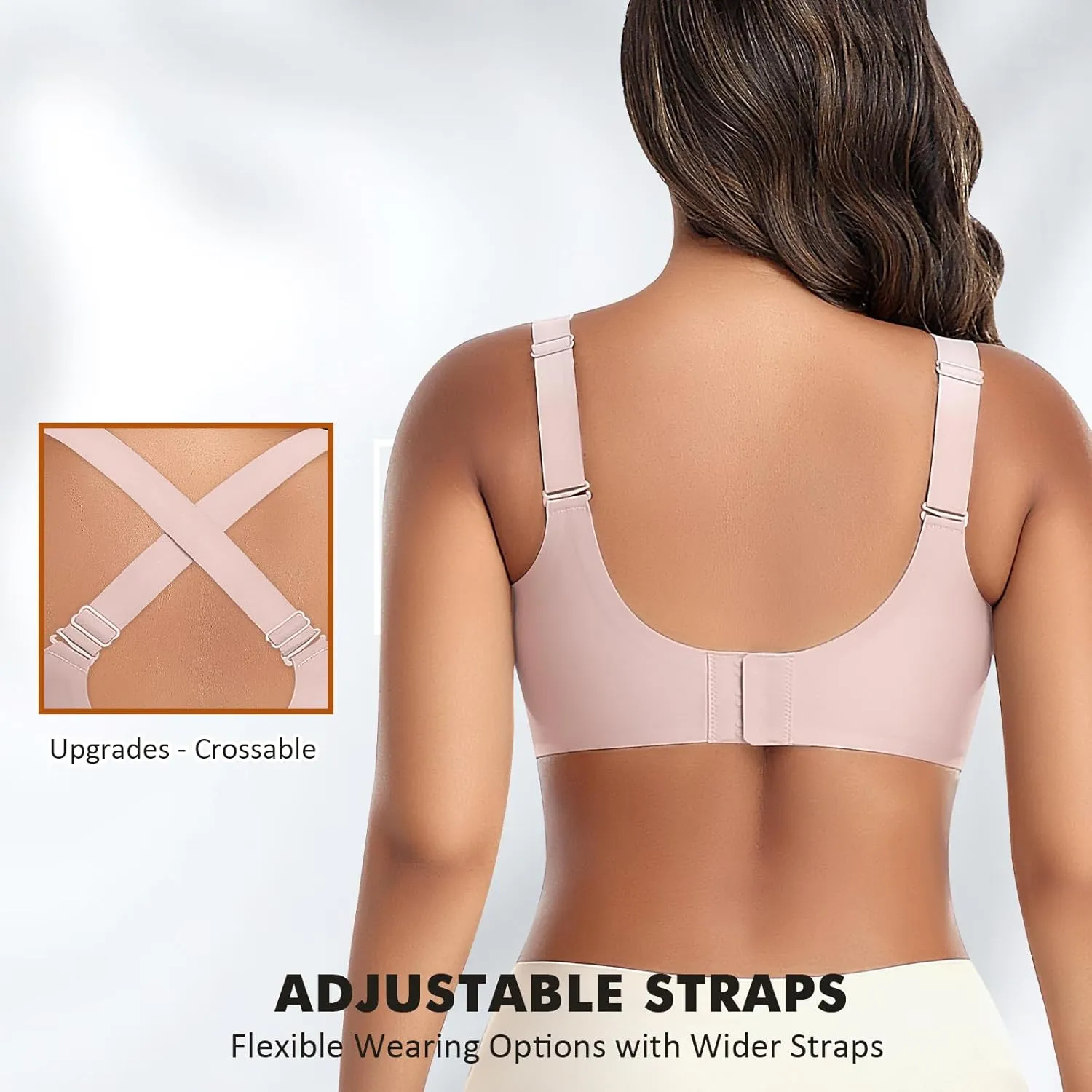 Wireless Bras for Women Mesh Crossover Bras Seamless Full Coverage No Underwire Comfortable Supportive Everyday Bra