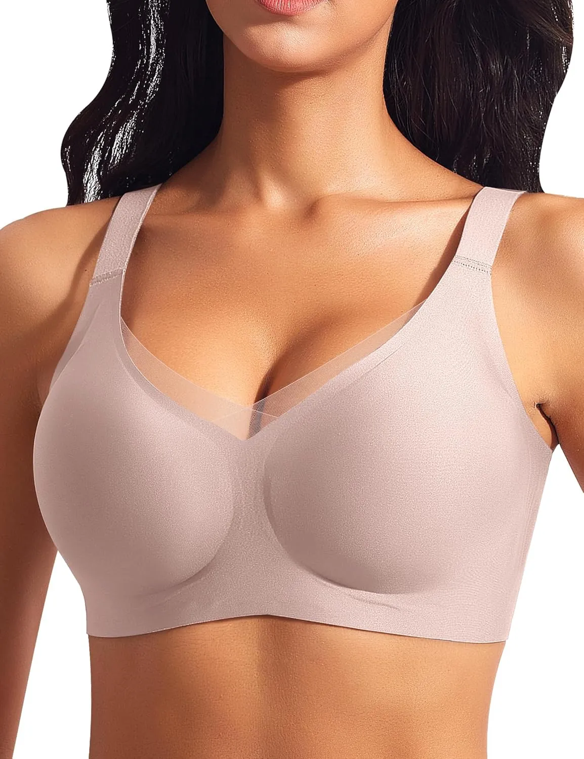 Wireless Bras for Women Mesh Crossover Bras Seamless Full Coverage No Underwire Comfortable Supportive Everyday Bra