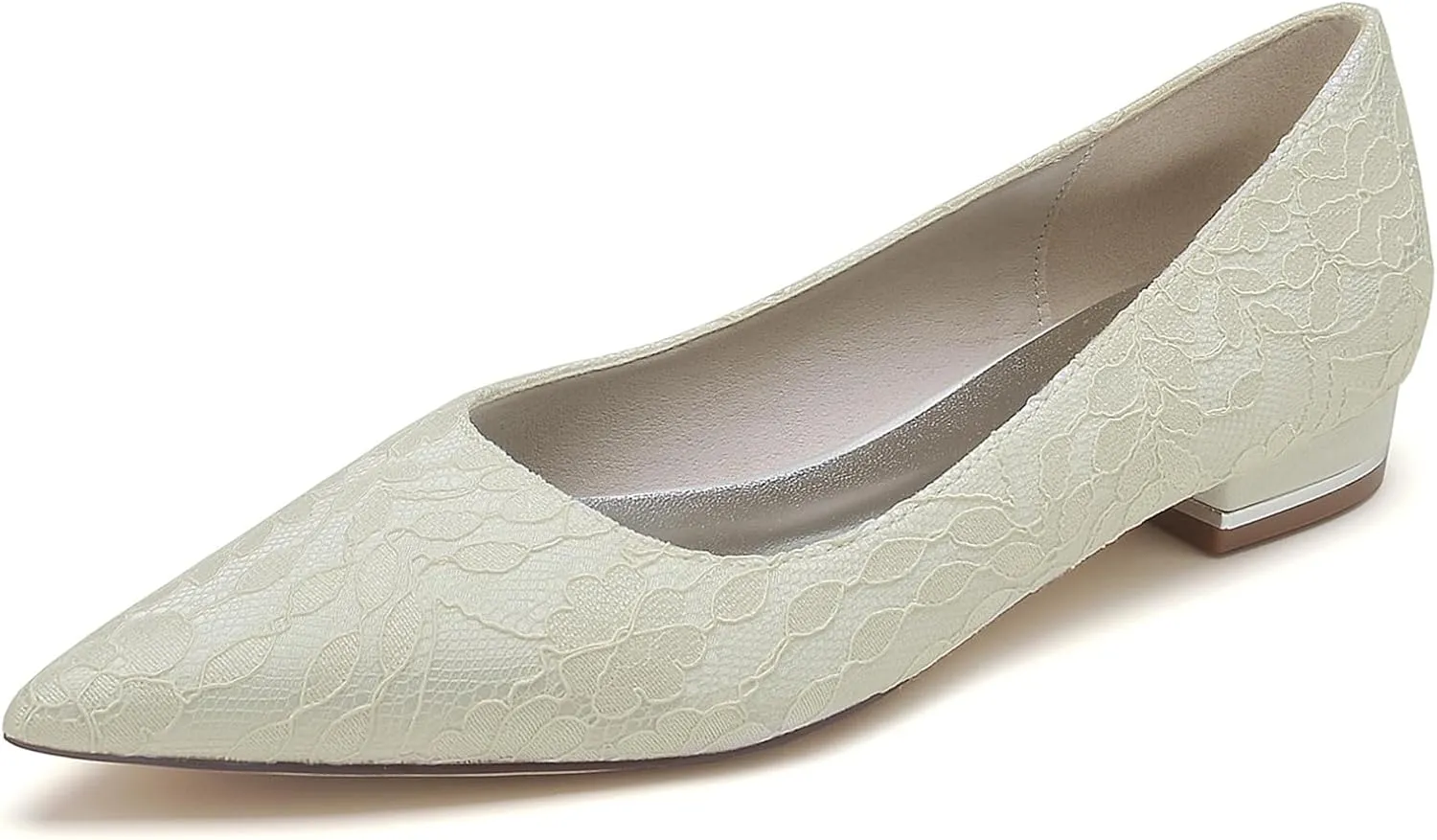 Women Ballet Flats Prom Evening Bridal Party Dress Shoes Lace Flat Wedding Shoes Pointed Toe Slip on