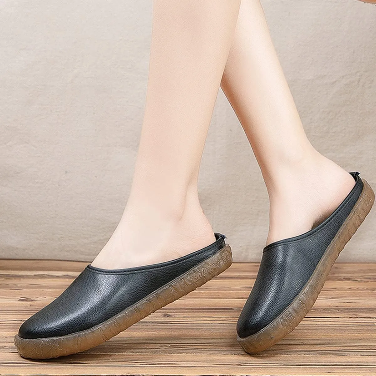 Women's Casual Flats Soft Comfort Moccasins Simple Slippers Closed Toe Outdoor Non-Slip Flip Flop